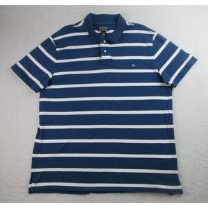 Polo Jeans Company Shirt Mens XXL Blue Striped Short‎ Sleeve Golf RL Flag Logo